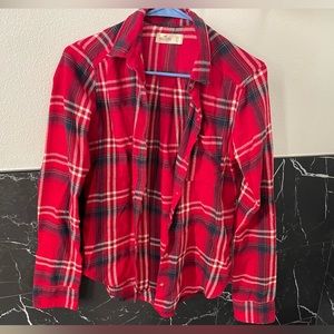 Hollister Red Flannel Button Up Shirt